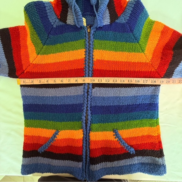 VINTAGE‎ 100% Wool Rainbow Jacket S - Picture 13 of 13